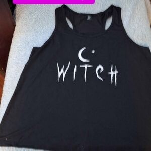 SHEIN Black Sleeveless Tank Top Witch Graphic